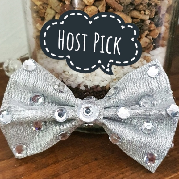 🐶 3 for $15 Pablo Diamonds Bling Bling Silver Bow Tie - Picture 1 of 15